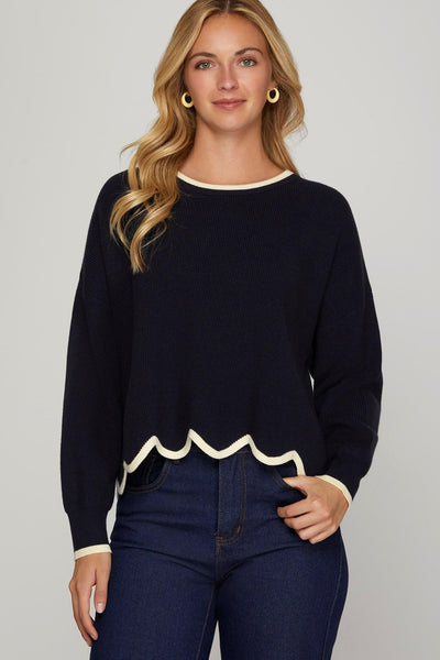 Scalloped Hem Sweater