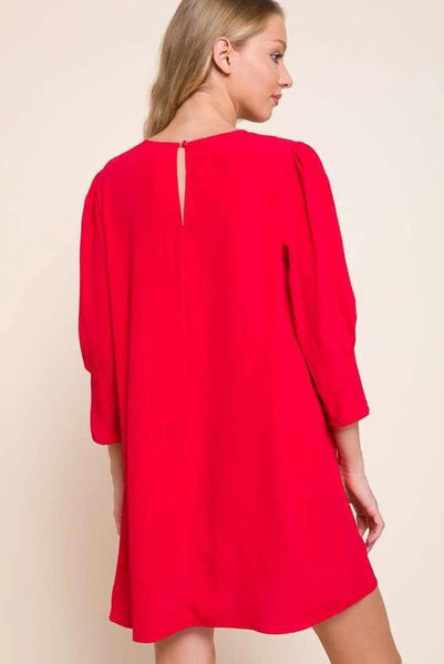 Boat Neck Red Dress