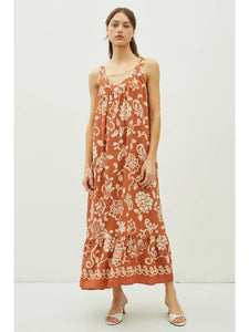 Rust Tie Back Maxi Dress