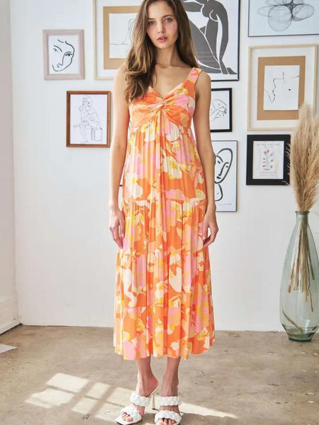 Orange Floral Maxi Dress