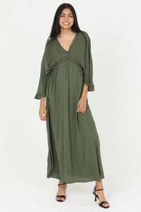 Ruffle Sleeve V-Neck Maxi AN