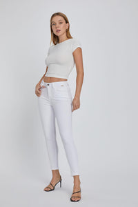 White Mid Rise Skinny Jeans CE