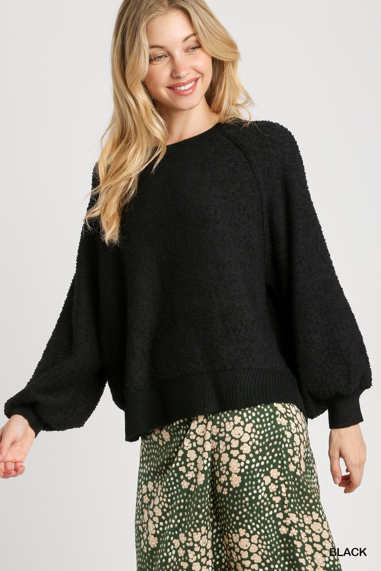 Boat Neck Textured Sweater