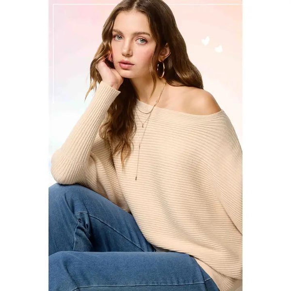 La Miel Dolman Ribbed Sweater