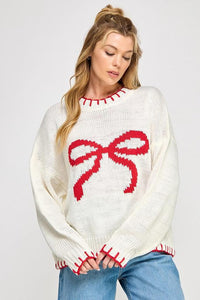 Ribbon Round Neck Sweater