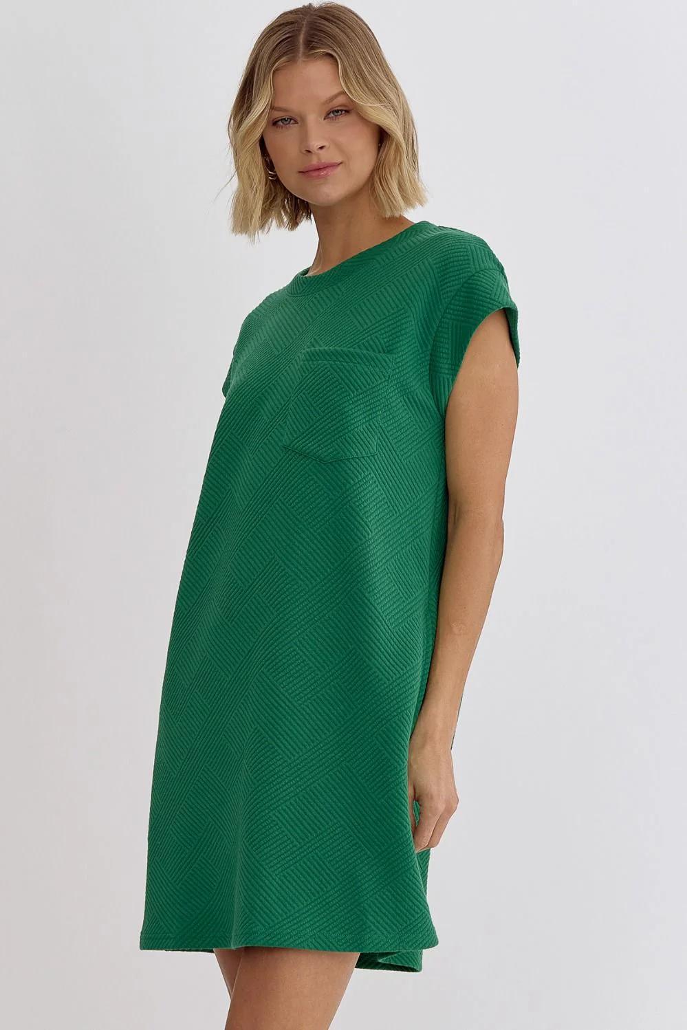 Textured Green Mini Dress EN