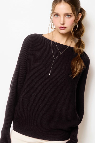 La Miel Dolman Ribbed Sweater