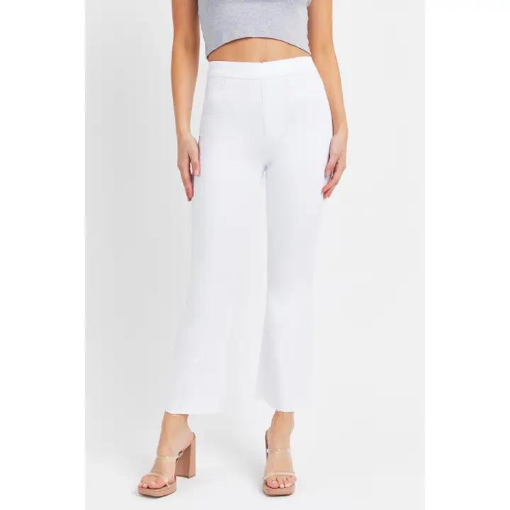 White Cello High Rise Pull On Crop Flare