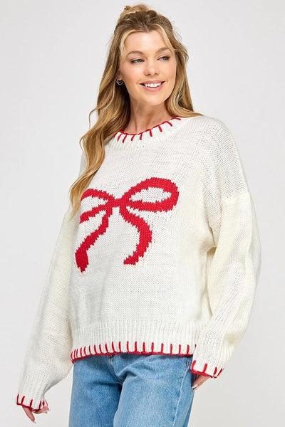 Ribbon Round Neck Sweater