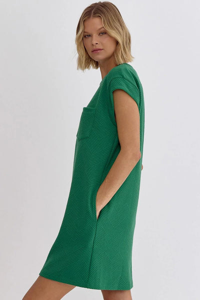 Textured Green Mini Dress EN