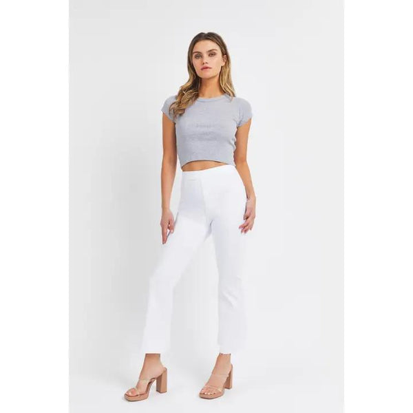 White Cello High Rise Pull On Crop Flare