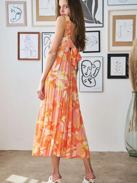 Orange Floral Maxi Dress