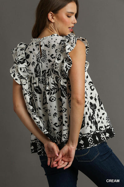 Paisley Black And White Umgee Top