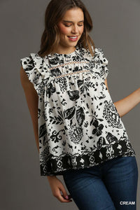 Paisley Black And White Umgee Top