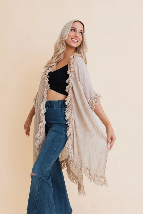 Fringed Ruffle Kimono